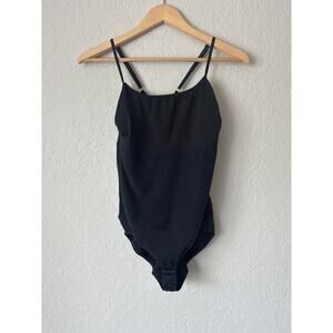 Vintage Carole King🌿Black Bodysuit Size 12 Made in USA Cotton Blend Thin Strap